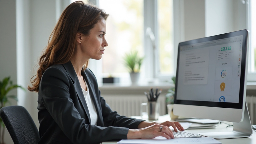 Professioneel afbeelding van webdesigner die aan accessible interface werkt in moderne kantooromgeving